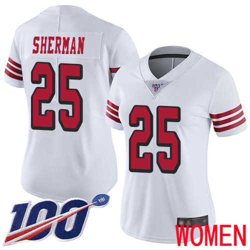 San Francisco 49ers Limited White Women Richard Sherman NFL Jersey 25 100th Season Vapor Untouchable